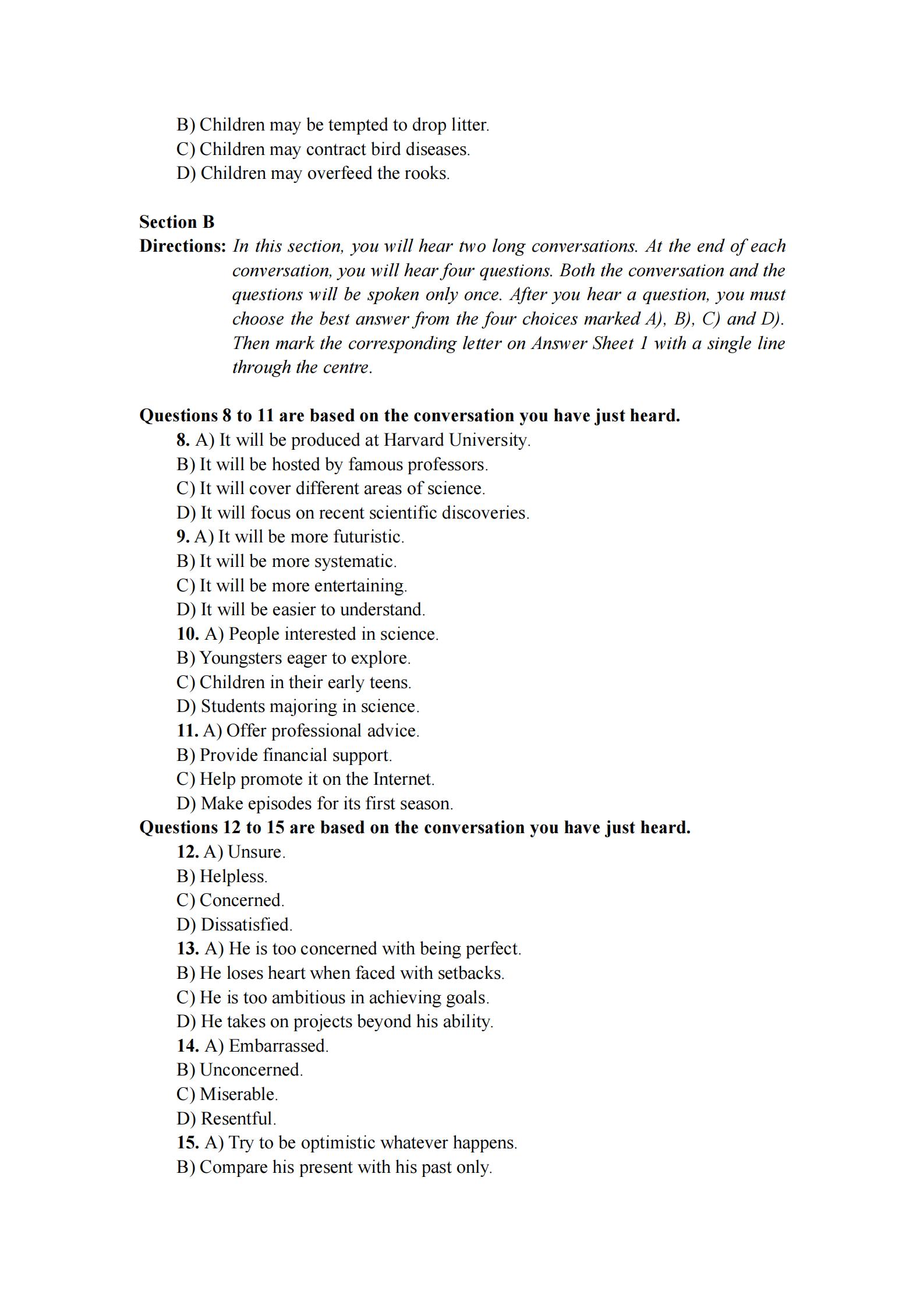 2019年12月英语四级真题及答案电子版（卷一）