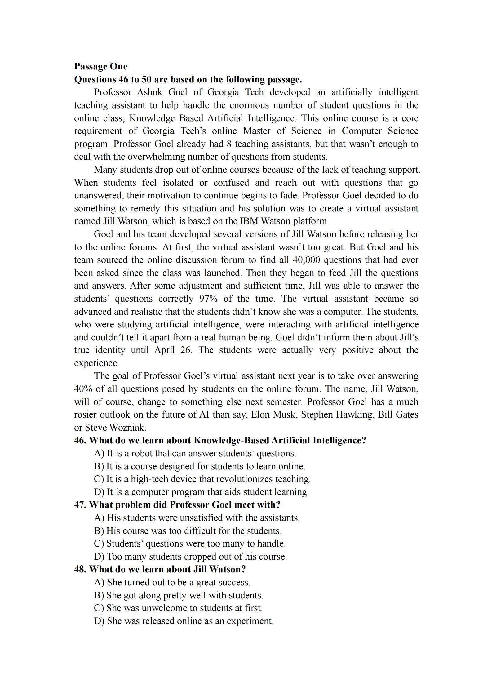 2019年12月英语四级真题及答案电子版（卷一）