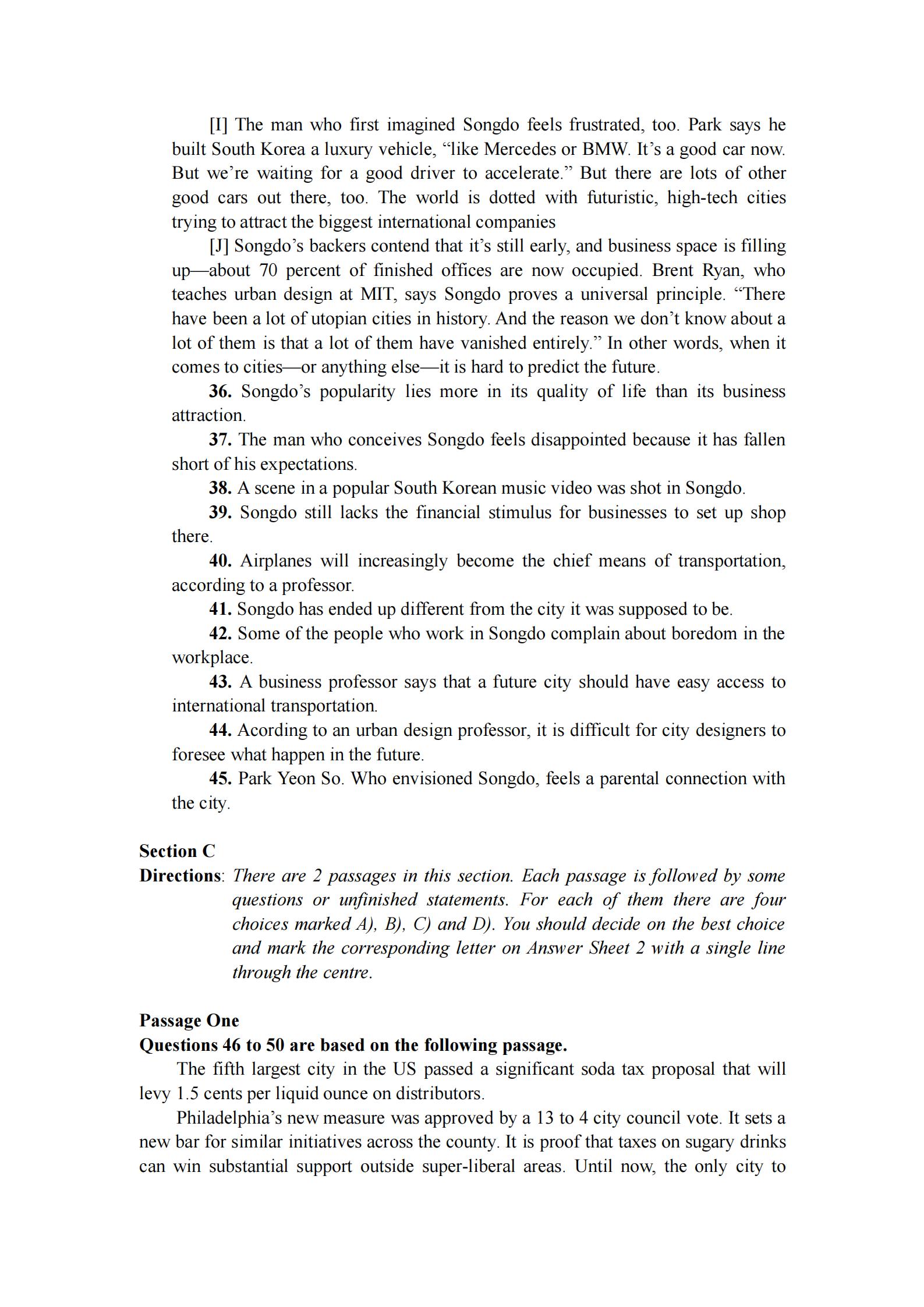 2019年12月英语四级真题及答案电子版（卷三）