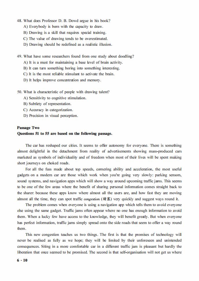 2021年6月英语六级真题试卷电子版（卷二）