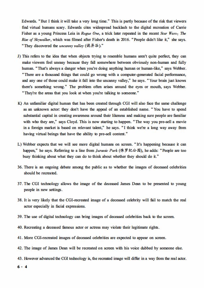 2021年6月英语六级真题试卷电子版（卷三）