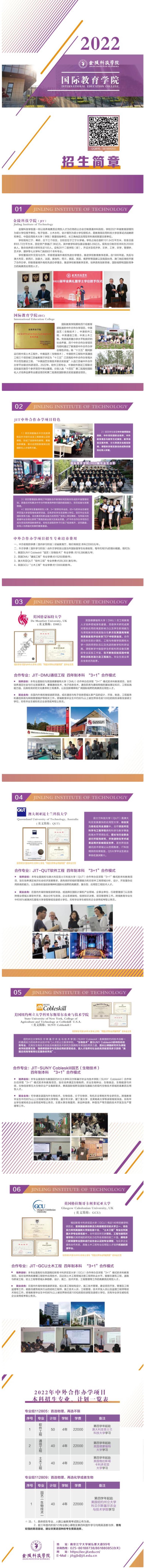 2022金陵科技学院中外合作办学招生简章