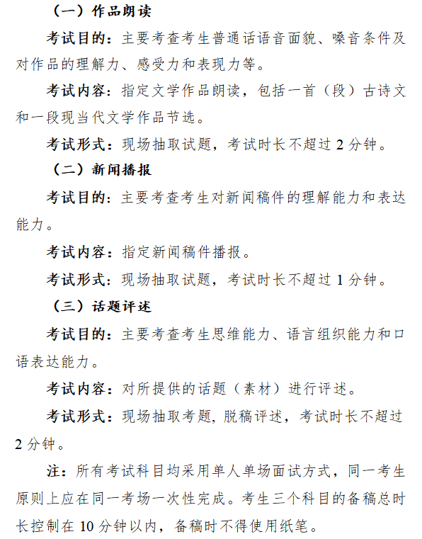 江西播音与主持统考包含哪些专业