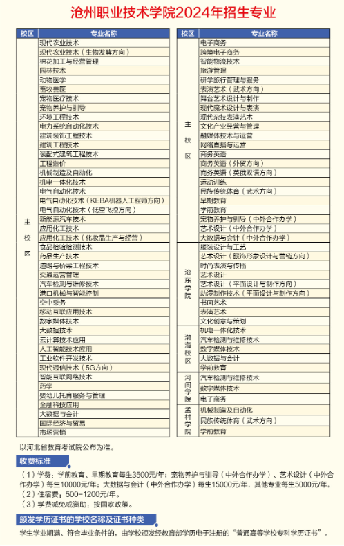 沧州职业技术学院艺术类学费多少钱一年-各专业收费标准