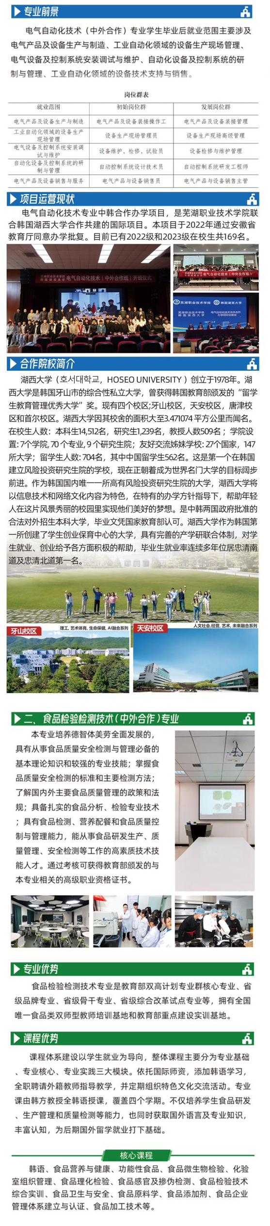 2024芜湖职业技术大学中外合作办学报考指南